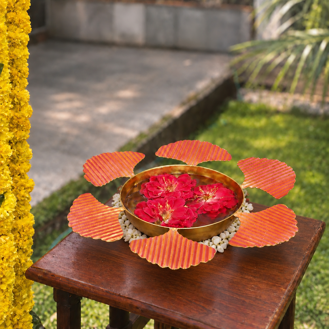 Handmade Orange & Gold Leave Urli