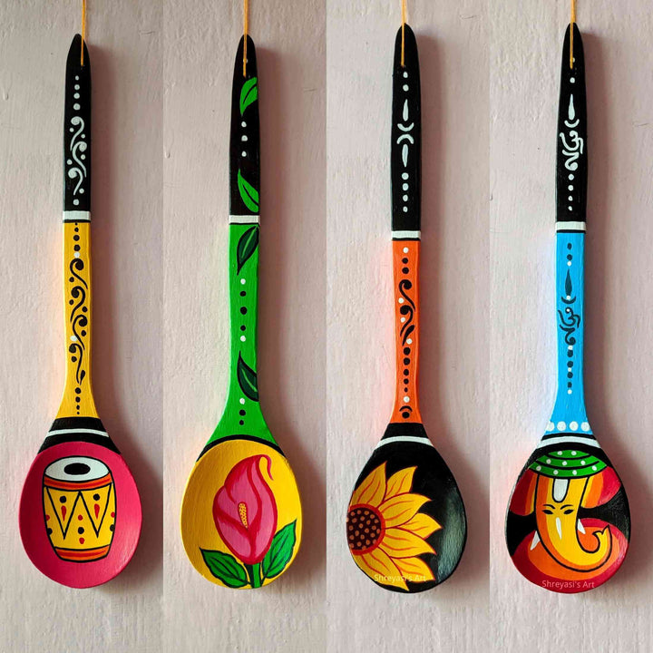 Handpainted Wooden Spatula Wall Hanging for Kitchen