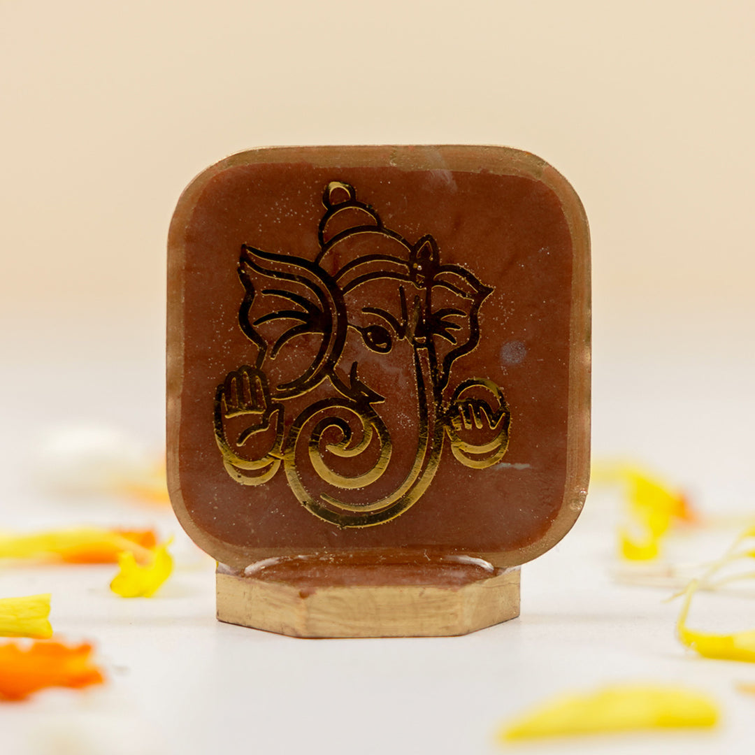 Set of 3 | Handmade Square Ganesha Resin Art Idol Showpieces With Stand For Festive Gifting