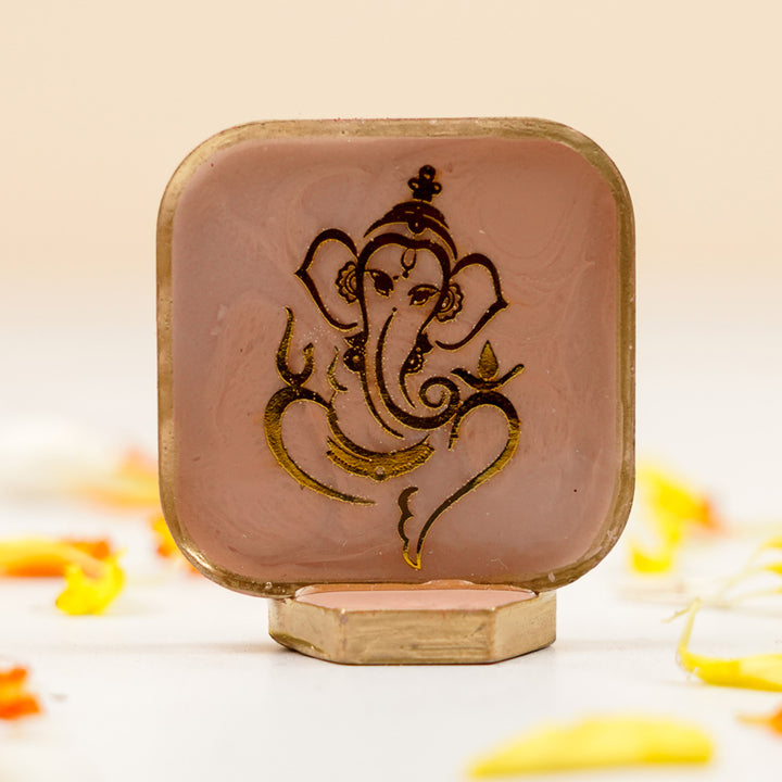 Set of 3 | Handmade Square Ganesha Resin Art Idol Showpieces With Stand For Festive Gifting