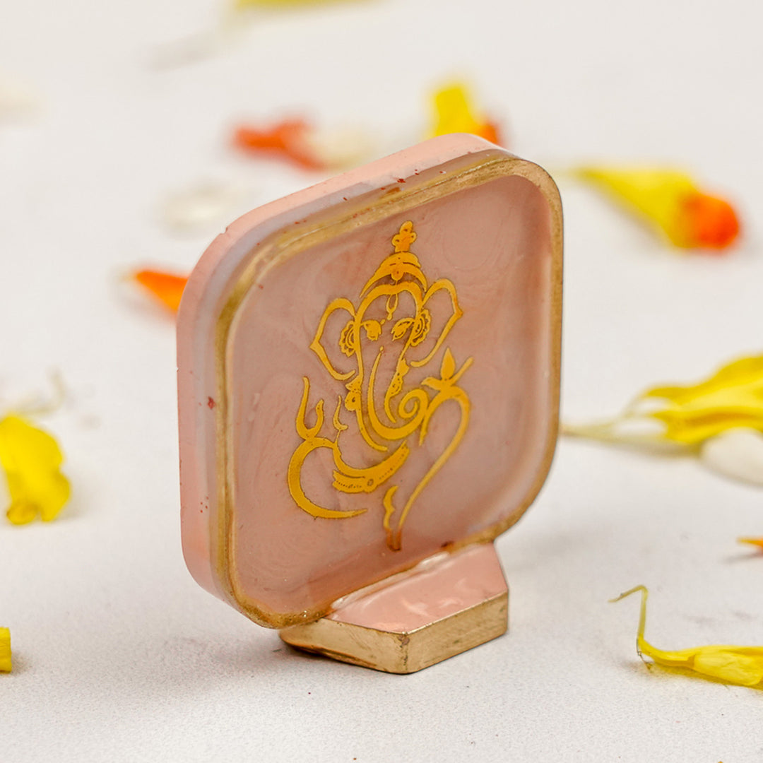 Set of 5 | Handmade Square Ganesha Resin Art Idol Showpieces With Stand For Festive Gifting