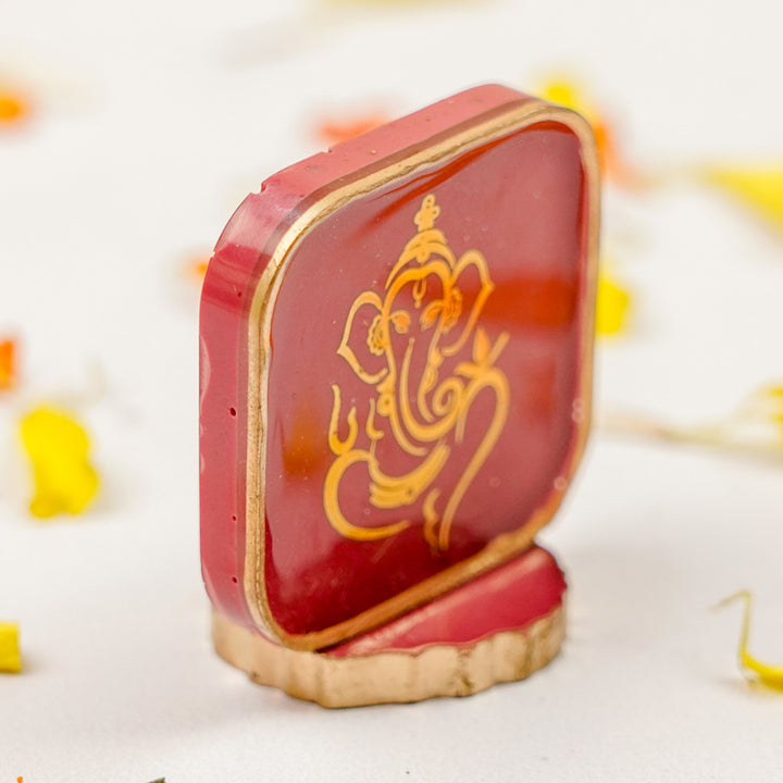 Set of 5 | Handmade Square Ganesha Resin Art Idol Showpieces With Stand For Festive Gifting