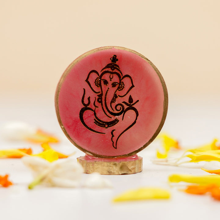 Set of 3 | Handmade Round Ganesha Resin Art Idol Showpieces With Stand For Festive Gifting
