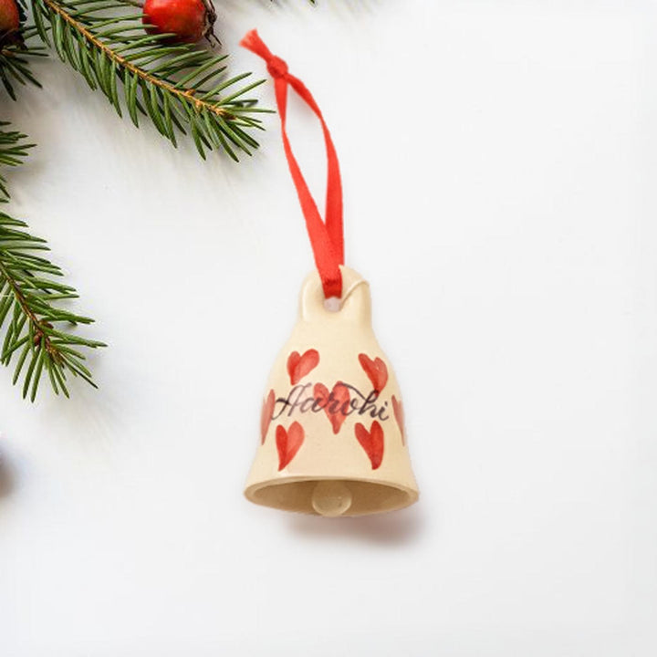 Personalized Hand Painted Ceramic Bell Christmas Ornament