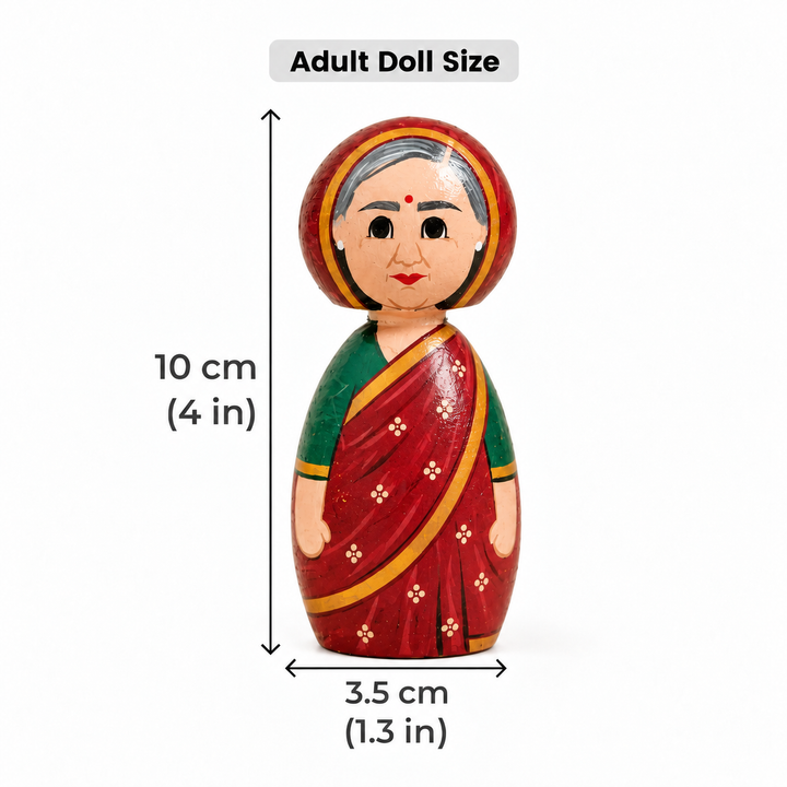 "Old Lady" Themed Wooden Doll For Golu/Festive Decor