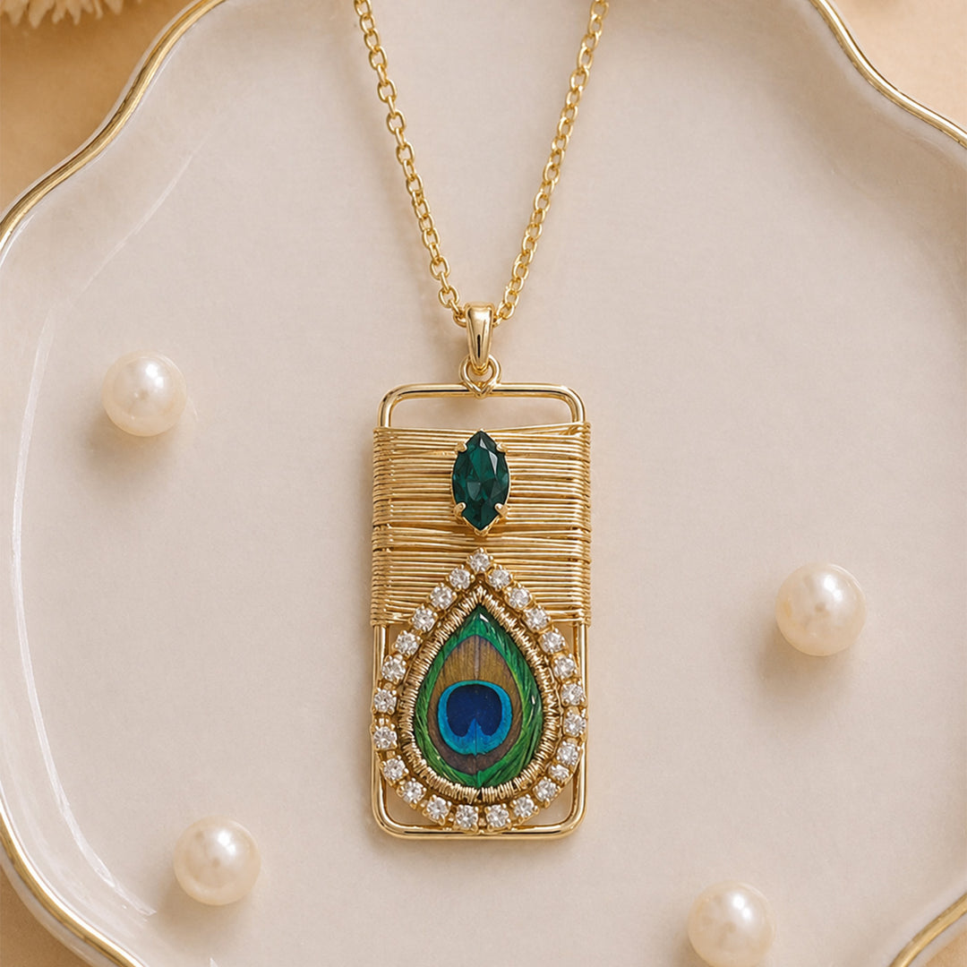 Emerald Peacock Pearl Lumba Bracelet Rakhi Set With Roli Chawal For Bhaiya And Bhabhi