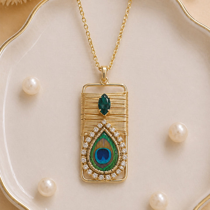Emerald Peacock Pearl Lumba Bracelet Rakhi Set With Roli Chawal For Bhaiya And Bhabhi