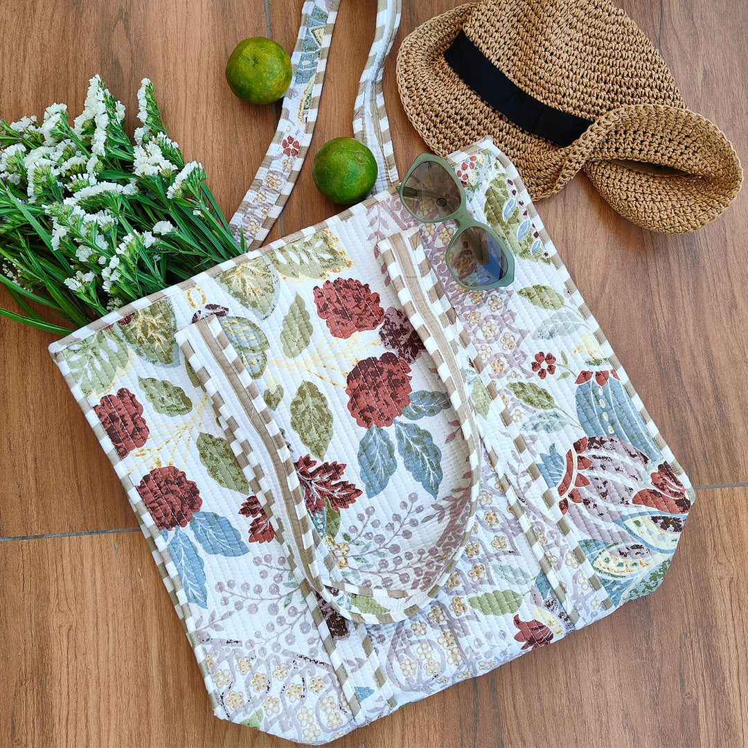 Handmade English Garden Cotton Tote Bag
