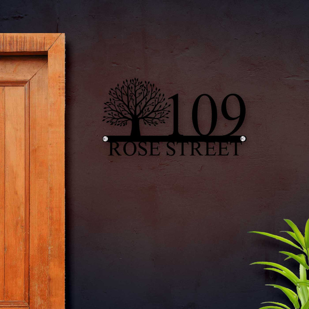 Personalized Tree Laser Cut Stainless Steel Name Plate