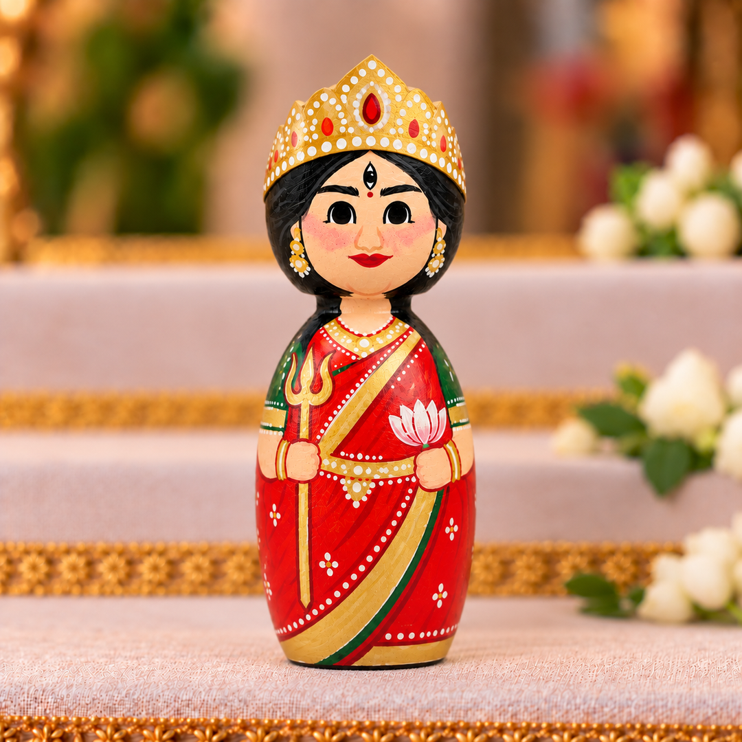 "Goddess" Themed Wooden Doll For Golu/Festive Decor