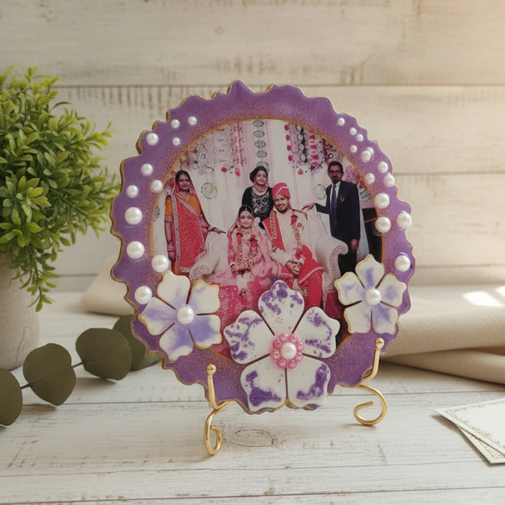 Purple Petals And Pearls Photo Personalized Plaque