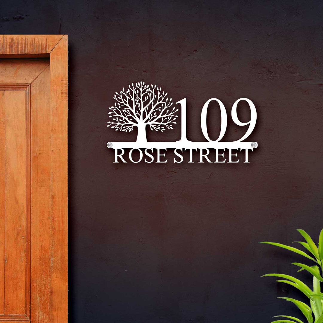 Personalized Tree Laser Cut Stainless Steel Name Plate