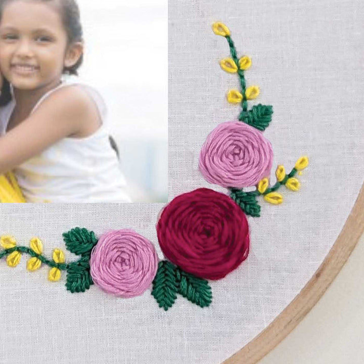 Photo Personalized Handmade Embroidered Mom Theme Wooden Wall Hoop