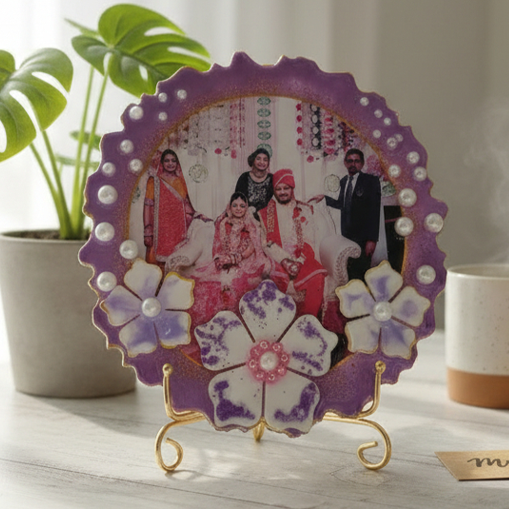 Purple Petals And Pearls Photo Personalized Plaque