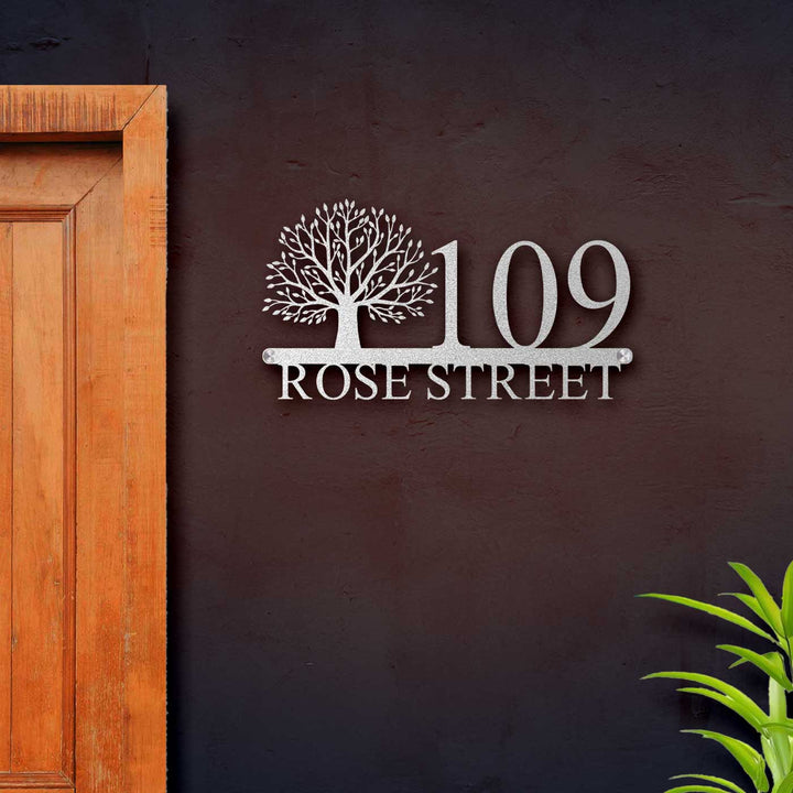 Personalized Tree Laser Cut Stainless Steel Name Plate