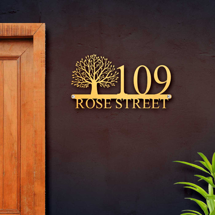 Personalized Tree Laser Cut Stainless Steel Name Plate