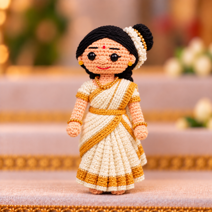 "Mohiniyattam" Themed Crochet Doll For Golu/Festive Decor