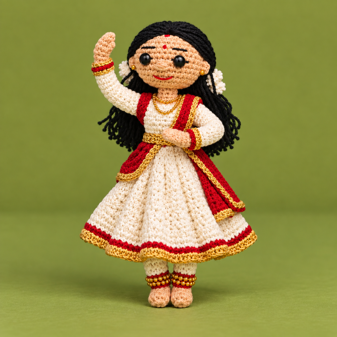 "Kathak" Themed Crochet Doll For Golu/Festive Decor