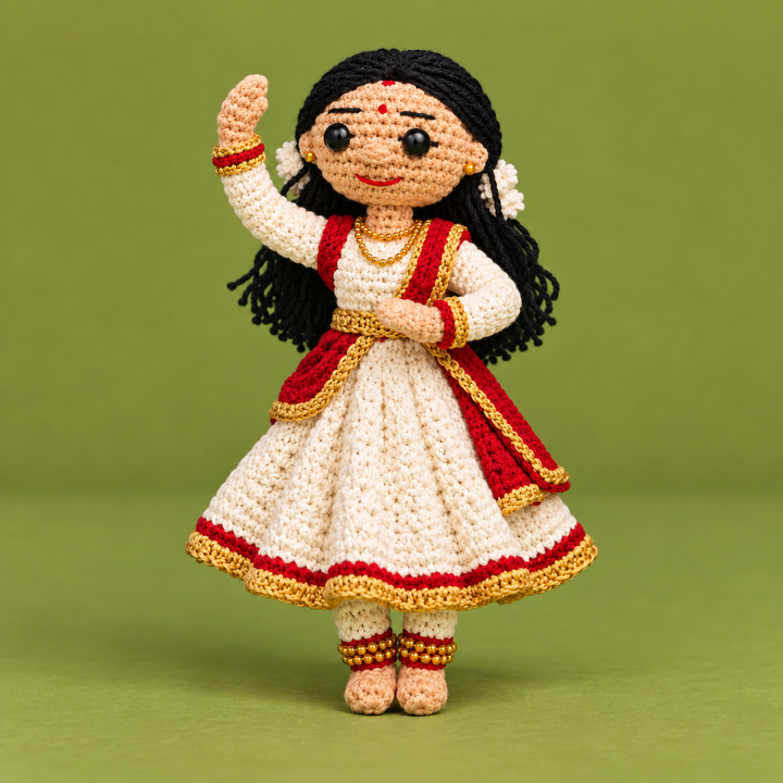 "Kathak" Themed Crochet Doll For Golu/Festive Decor
