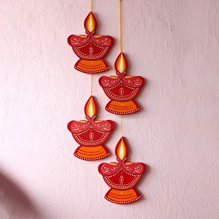 Handpainted Wooden Diya Wall Hanging