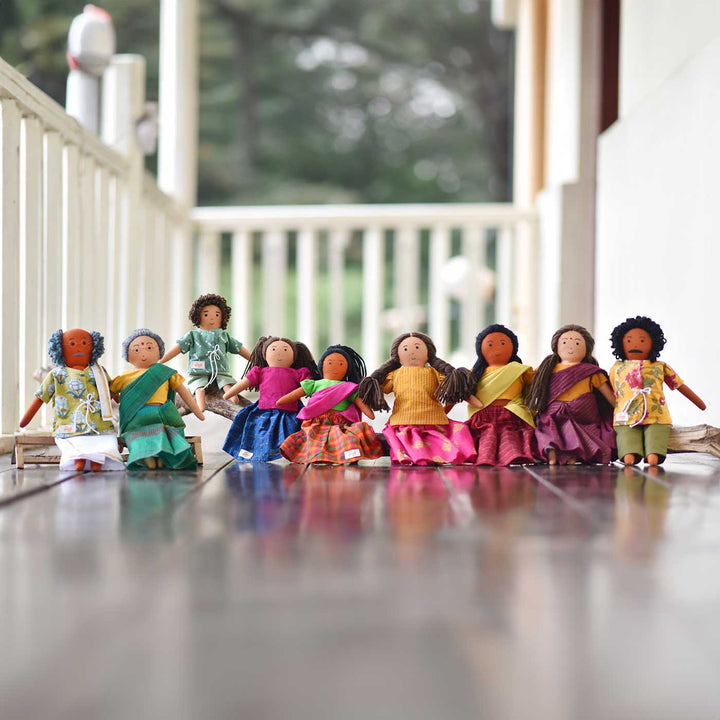 Nilah's (Younger Sister) Mira In Classic Dress | Soft Hand-Stitched Sustainable Indian Play Doll
