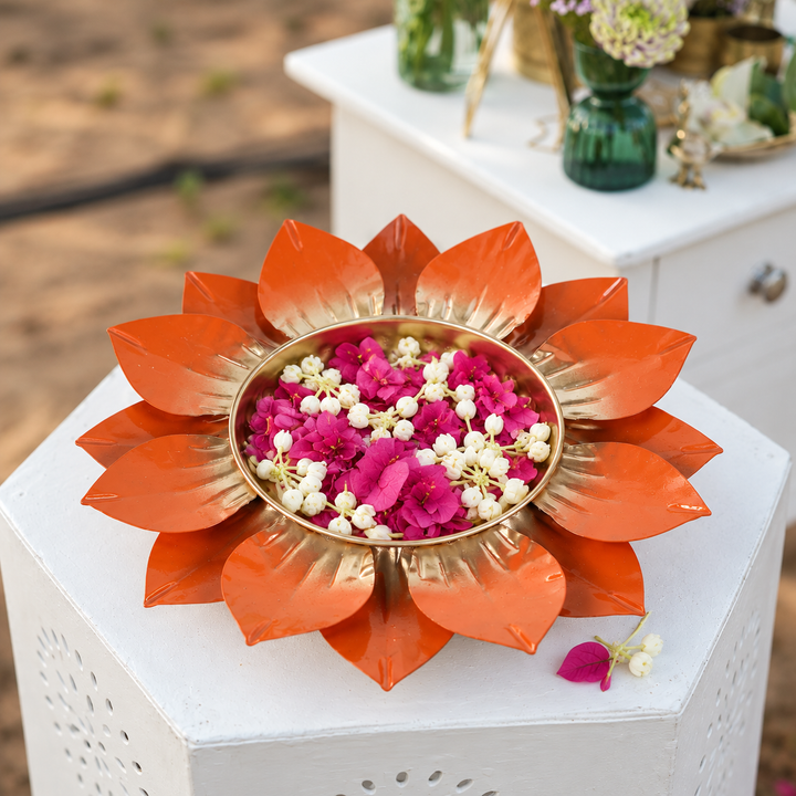 Handmade Orange & Gold FLower Urli
