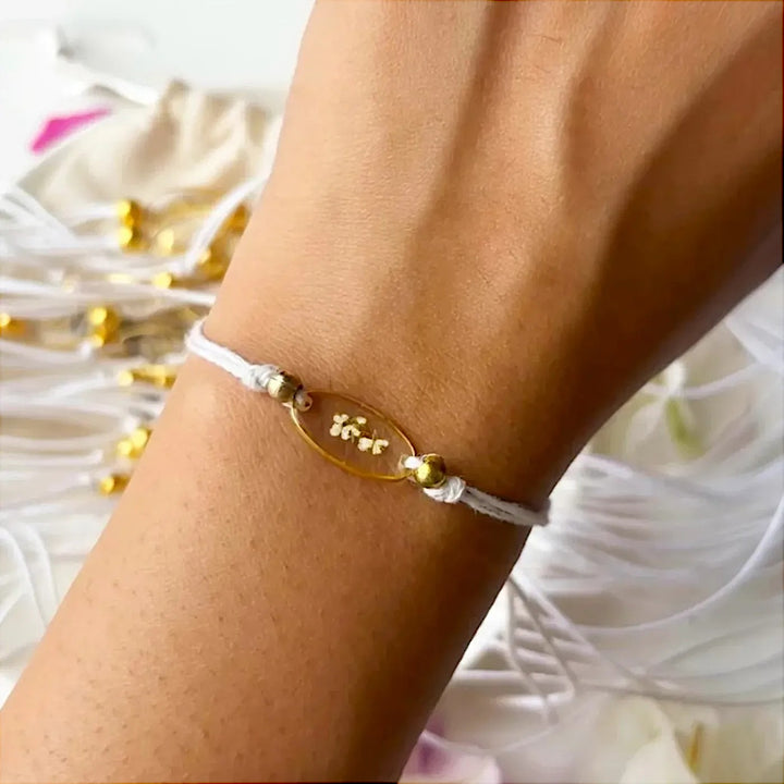 Handmade Preserved Flower Saadgi Resin Rakhi With Roli Chawal