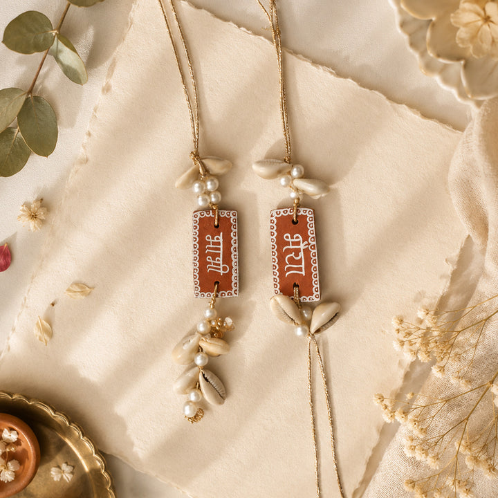 Personalized Name Terracotta Bhaiya Bhabhi Couple Rakhi With Roli Chawal | Set Of 2