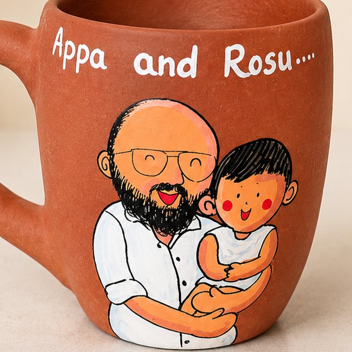Hand-Painted Terracotta Mug For Father and Baby