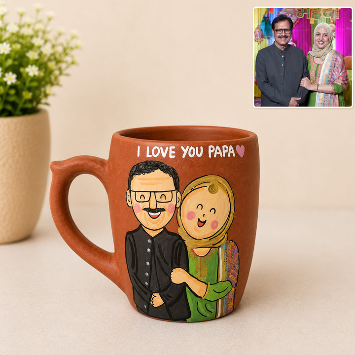 Personalized Hand-Painted Terracotta Mug For Father And Daughter