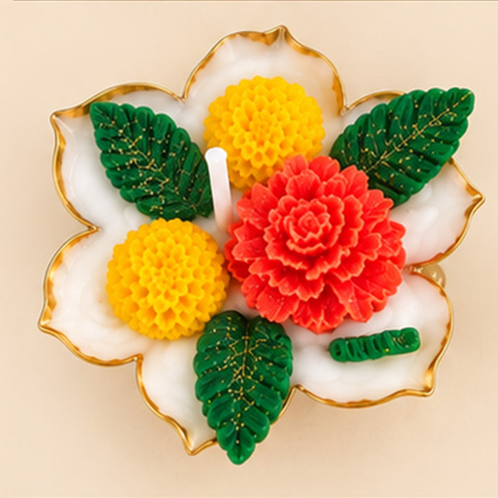 Handcrafted Royal Elephant Bloom Floral Golden Aluminium Mogra Scented Soy Wax Candle