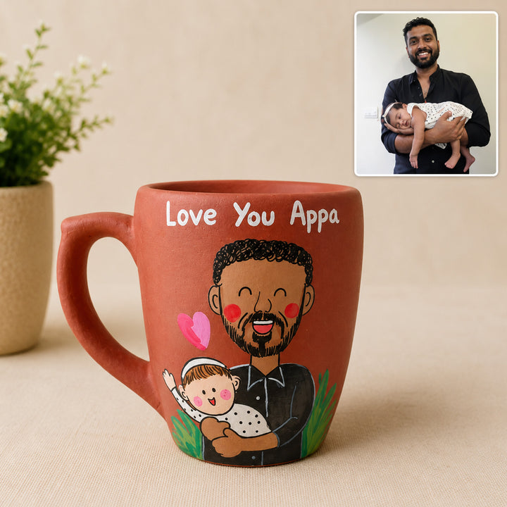 Handpainted Personalised 3D Terracotta Mug with Caricatures