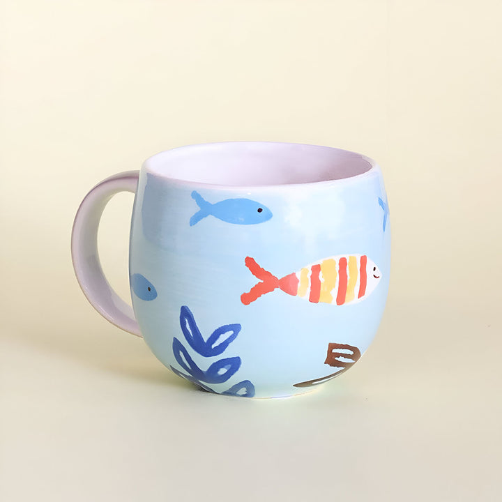 Hand-Painted Peek A Boo Fish Ceramic Kids Mug