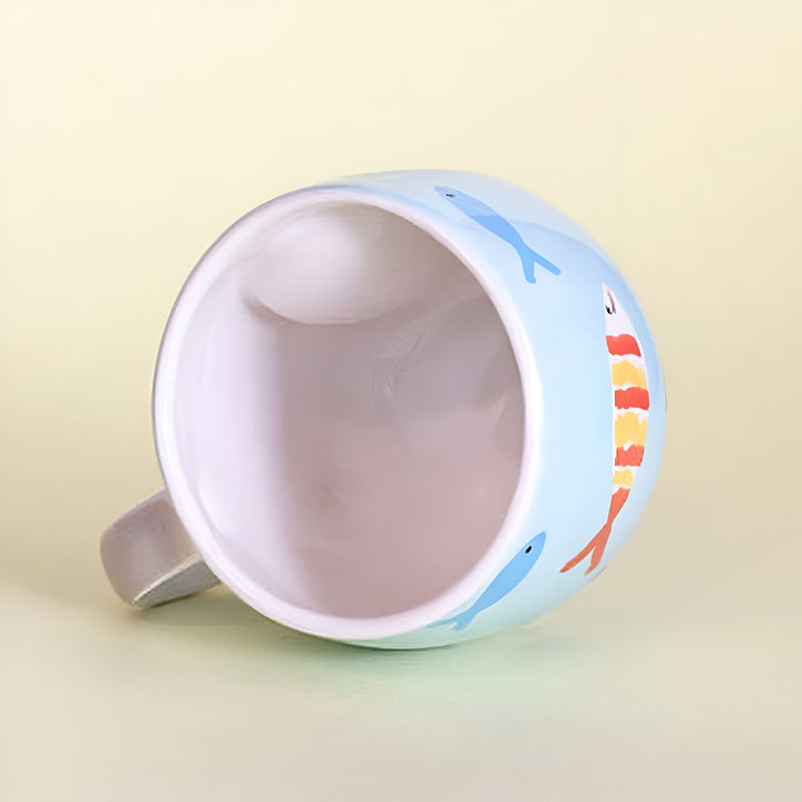 Hand-Painted Peek A Boo Fish Ceramic Kids Mug