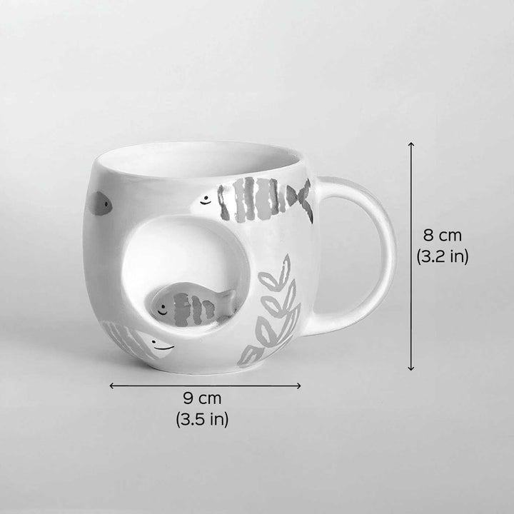 Hand-Painted Peek A Boo Fish Ceramic Kids Mug