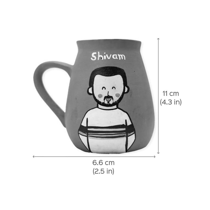 2 Pc | Andhra Couple Personalized Handpainted Terracotta Mug | 450 ml