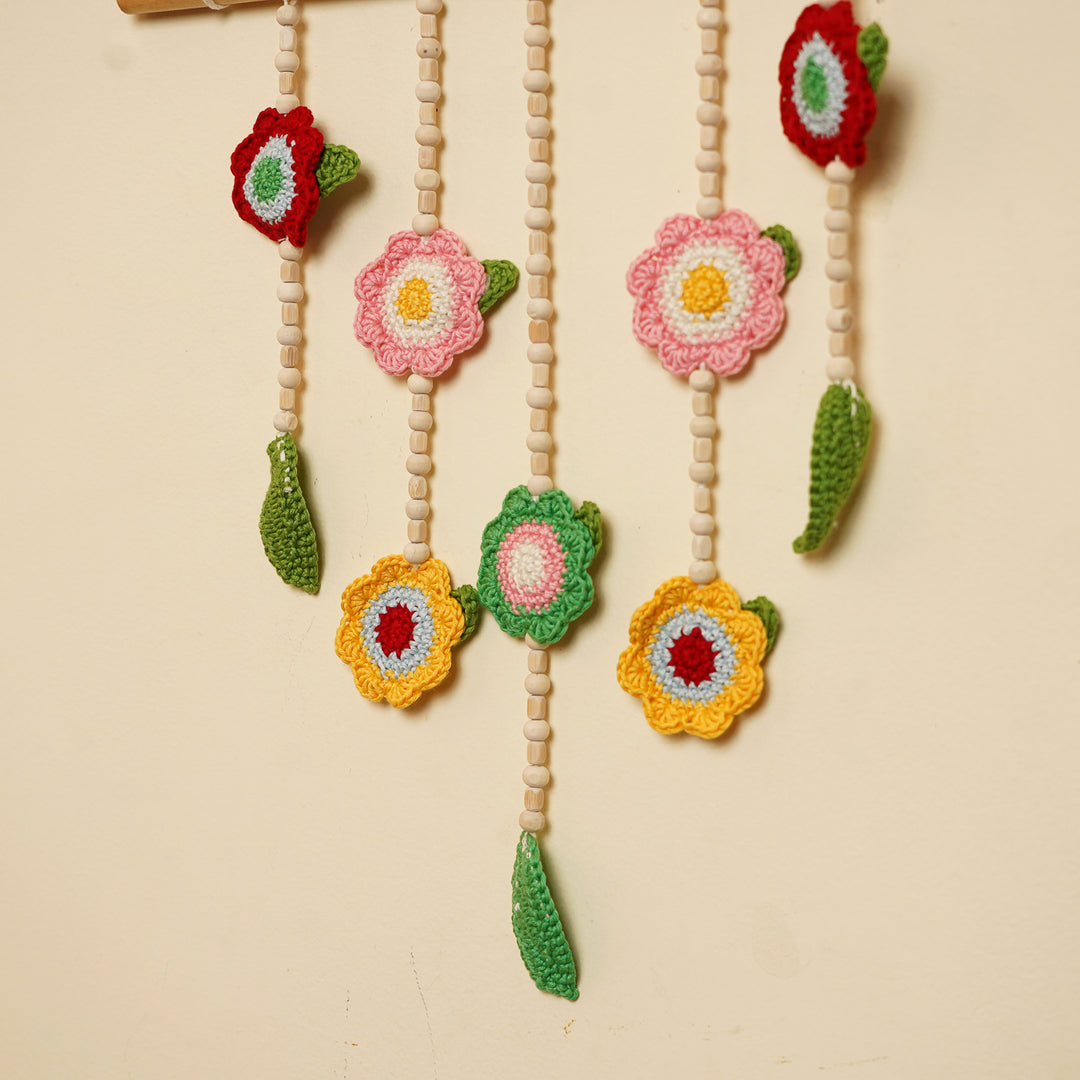 Handmade Beaded Multicolor Floral Crochet Hanging