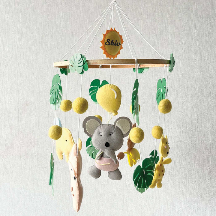 Personalized Handmade Safari Adventure Felt Cot Mobile For Newborns