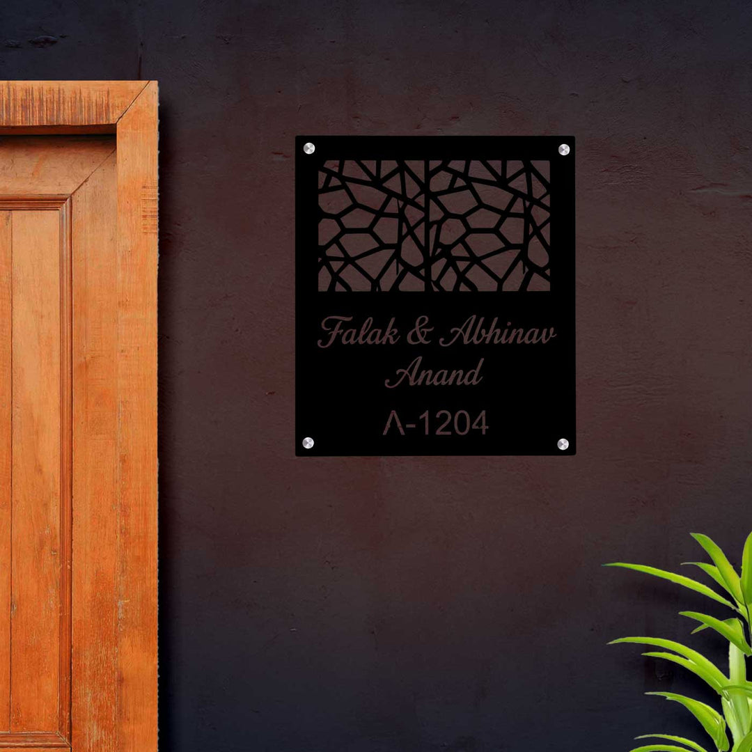 Personalized Laser Cut Square Mesh Stainless Steel Name Plate