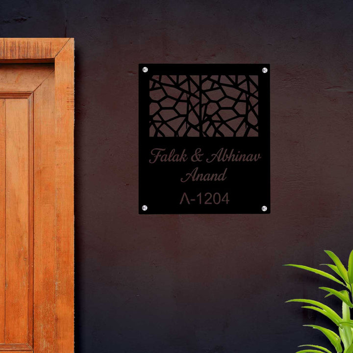 Personalized Laser Cut Square Mesh Stainless Steel Name Plate
