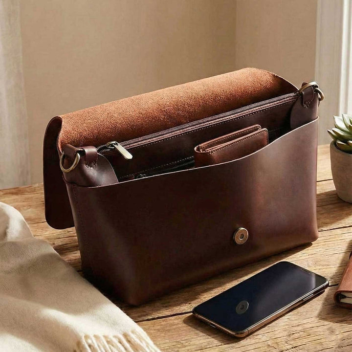 Handmade Solid Color Faux Leather Sling Bag With Changeable Strap