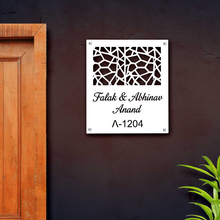 Personalized Laser Cut Square Mesh Stainless Steel Name Plate