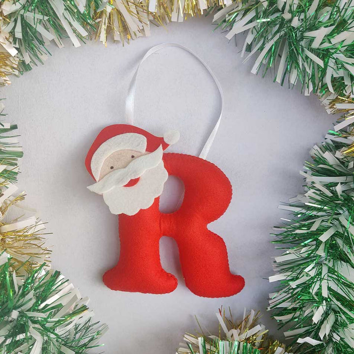 Personalized Santa & Reindeer Initial Felt Ornaments For Christmas Tree Decoration | Set Of 2