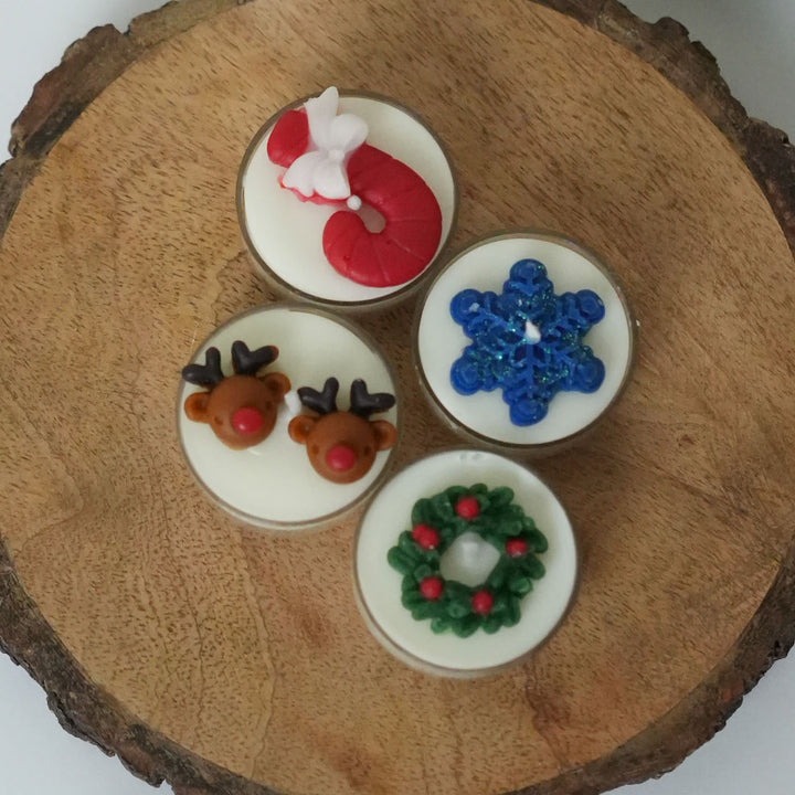4 Pc | Handmade Soy Wax Holiday Cheer Tealight Candles