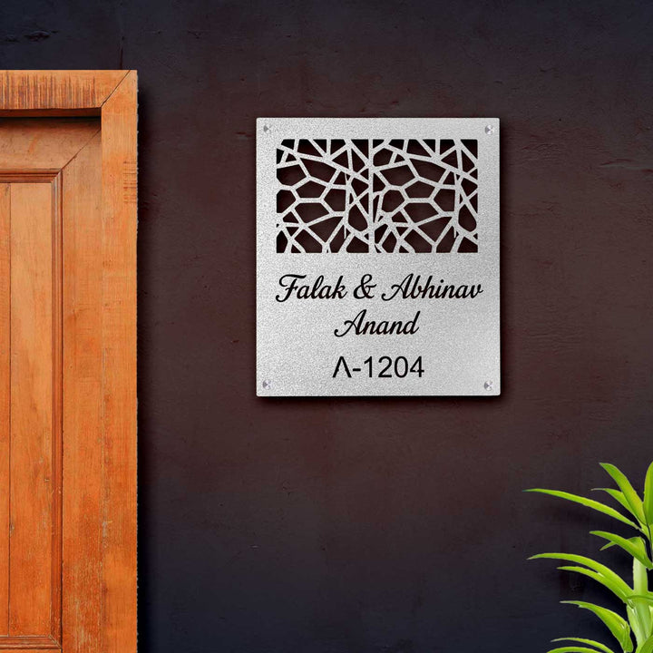 Personalized Laser Cut Square Mesh Stainless Steel Name Plate