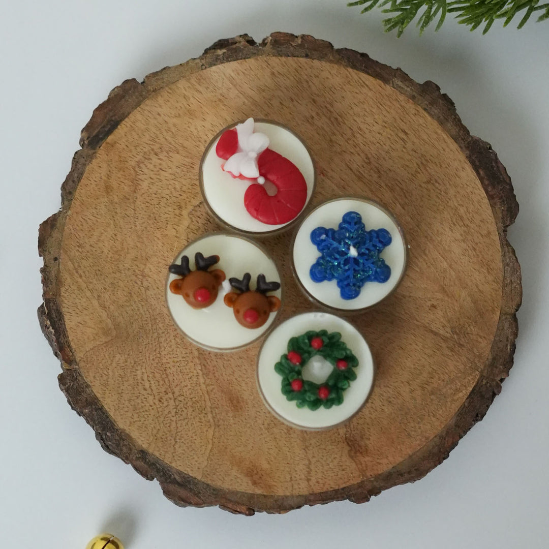 4 Pc | Handmade Soy Wax Holiday Cheer Tealight Candles