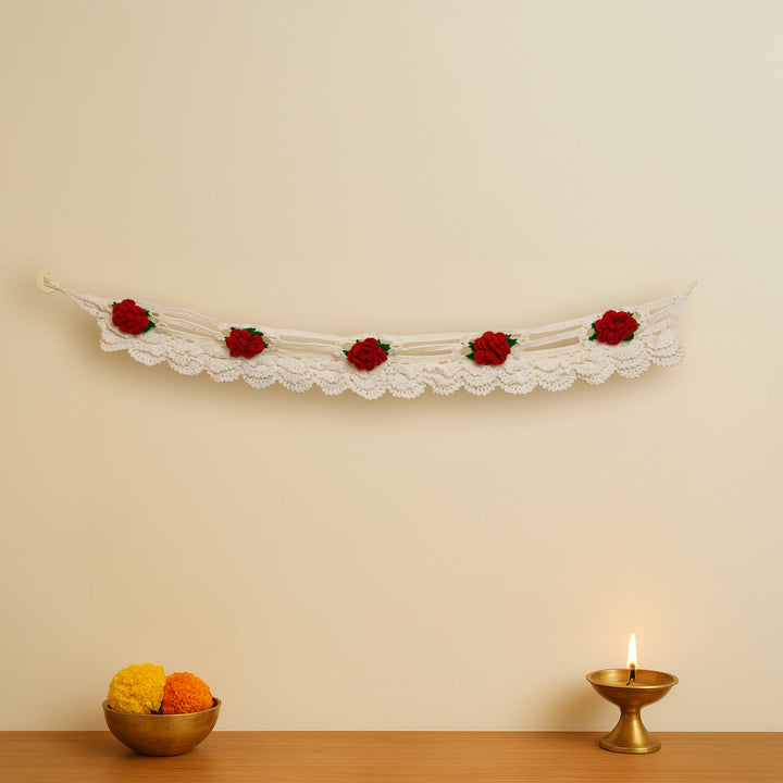 Handmade Decorative Red Rose Crochet Toran