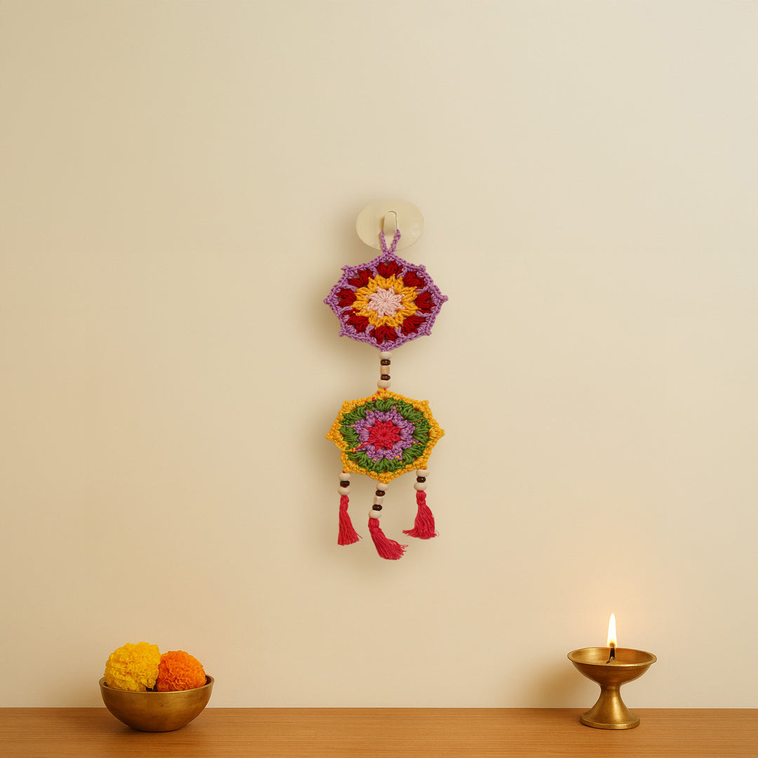 Handmade Beaded Mandala Theme Crochet Hanging