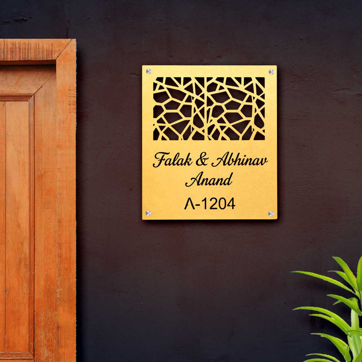 Personalized Laser Cut Square Mesh Stainless Steel Name Plate