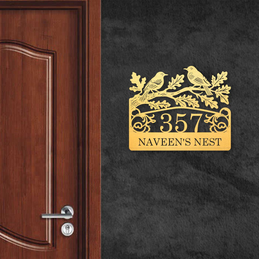 Personalized Laser Cut Birds Theme Steel Name Plate